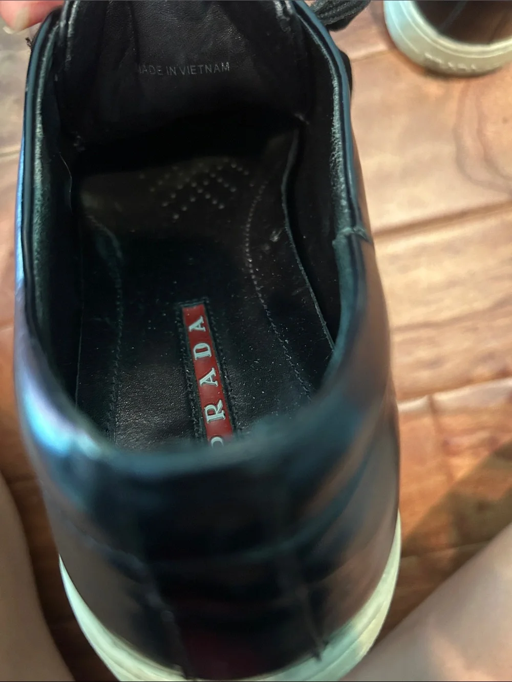 Prada Men’s Black Leather Lace Up Sneakers Size 7 - Picture 9 of 9